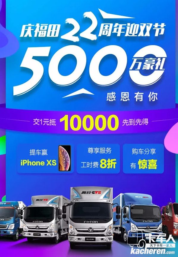 1元可抵10000!福田奧鈴好車限量搶