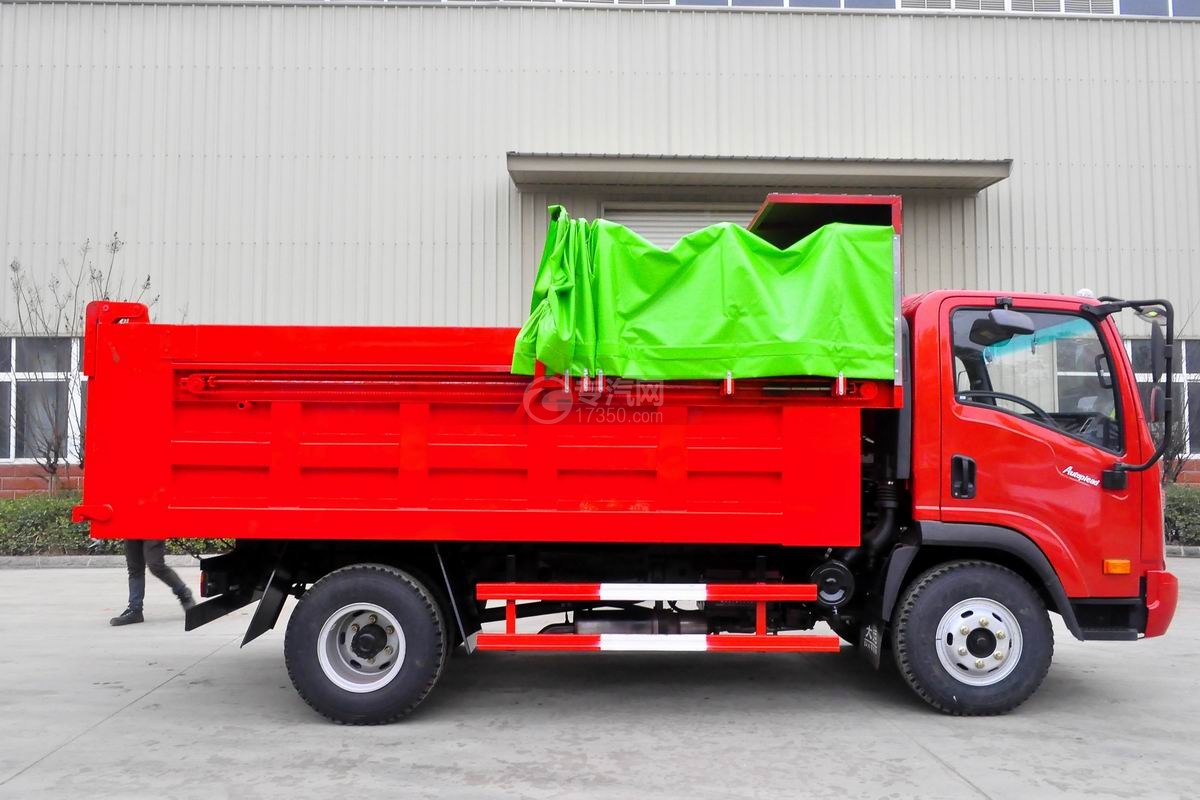 大运奥普力单排带篷布自卸式垃圾车上装细节