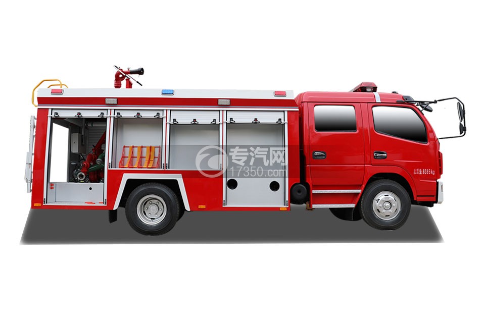 东风多利卡双排2.6方水罐消防车侧面图