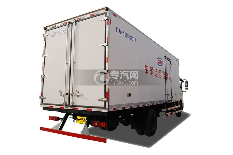 东风天锦VR国六6.55米冷藏车(鸡苗运输车)右后图