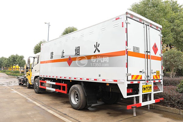 东风天锦国六6.6米易燃气体厢式运输车左后图