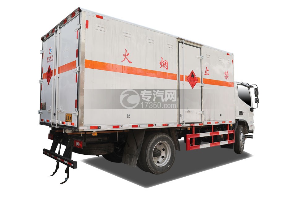 福田欧马可S3国六5.1米易燃气体厢体运输车右后图