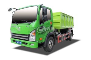 大运新奥普力单排国六车厢可卸式垃圾车（果绿色）