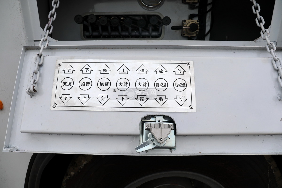 重汽豪沃TX单桥国六拖吊联体清障车(白色)操作箱操作标识