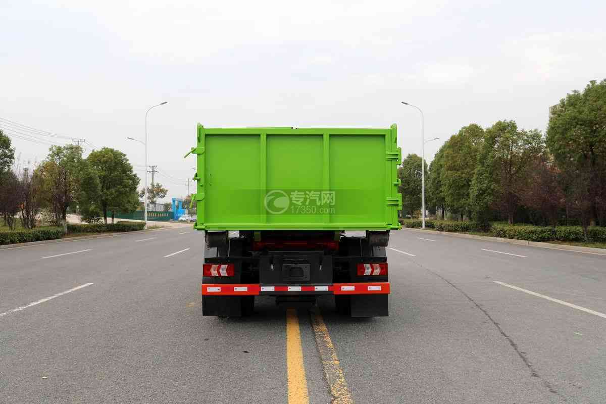 陕汽轩德X9单桥国六车厢可卸式垃圾车正后方图