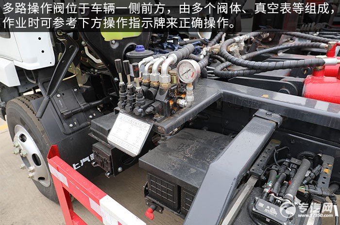 跃进开拓X300国六车厢可卸式垃圾车评测操作阀