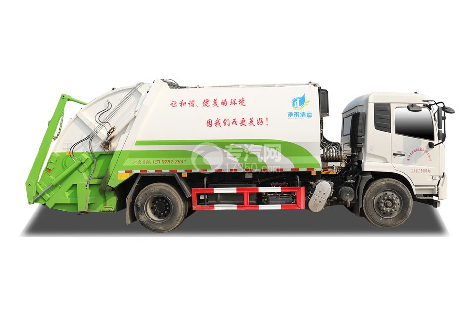 东风天锦VR单桥国六压缩式垃圾车侧面图
