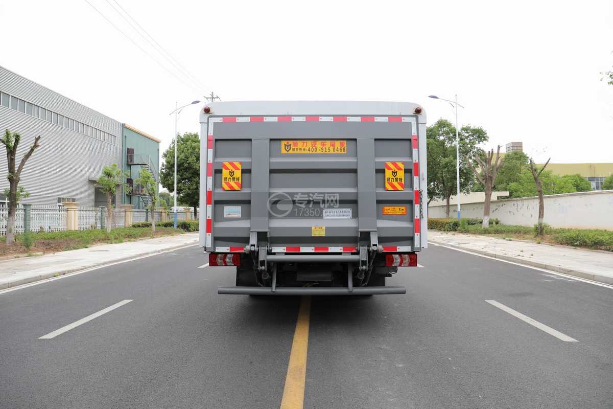 陕汽轩德X9单桥国六密闭式桶装垃圾运输车正后方图