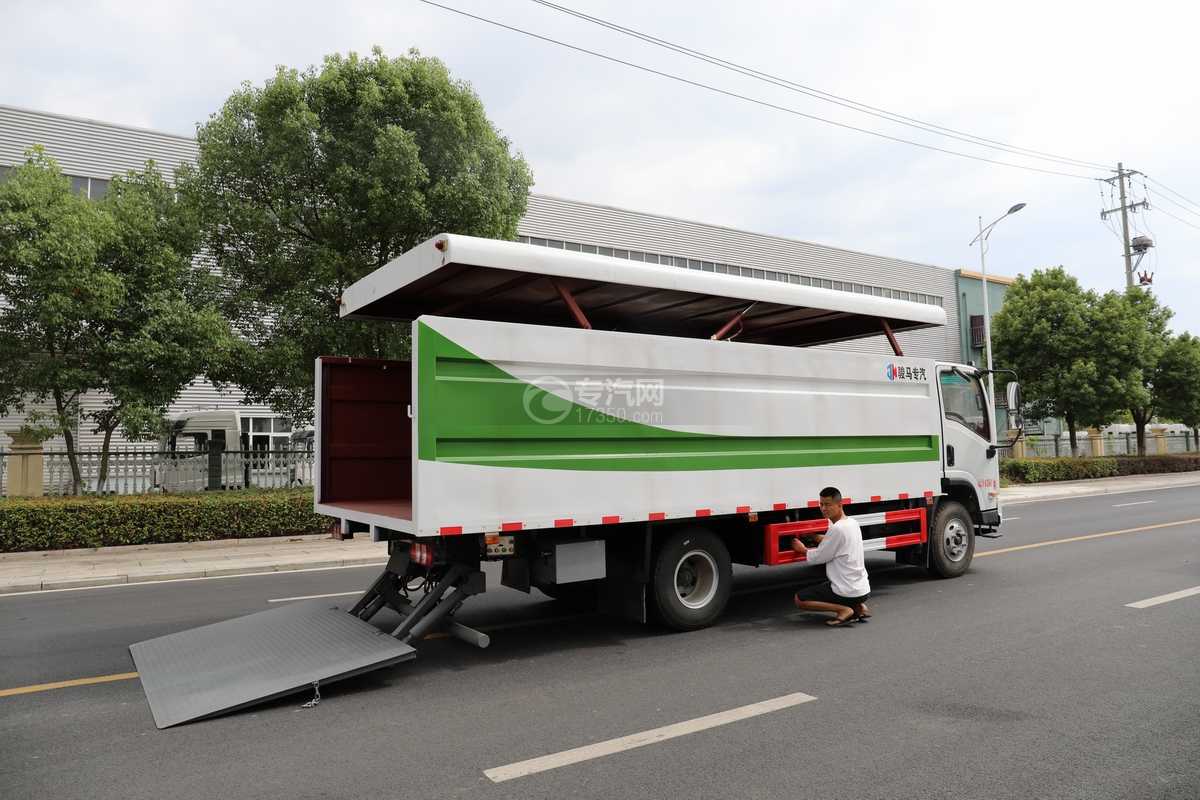 陕汽轩德X9单桥国六密闭式桶装垃圾运输车箱体举升