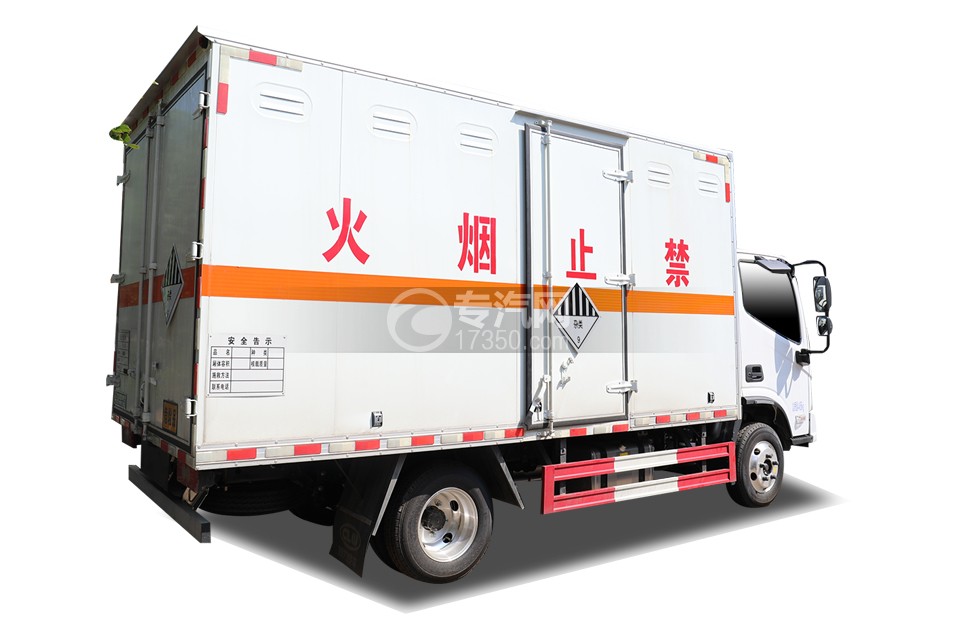 福田欧马可S1国六4.15米杂项危险物品厢式运输车右后图