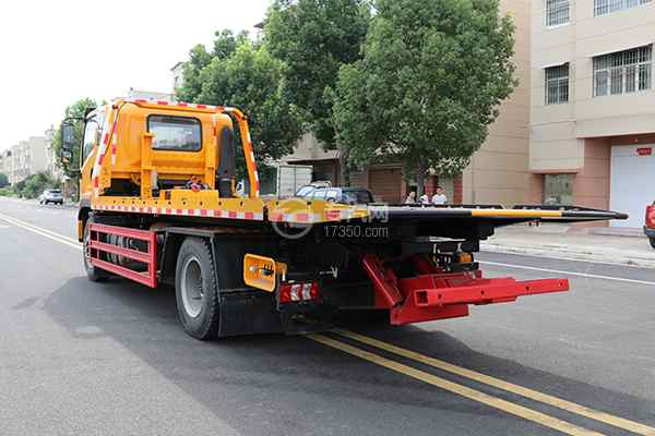 陜汽軒德X9黃牌16噸一拖二清障車側后方圖