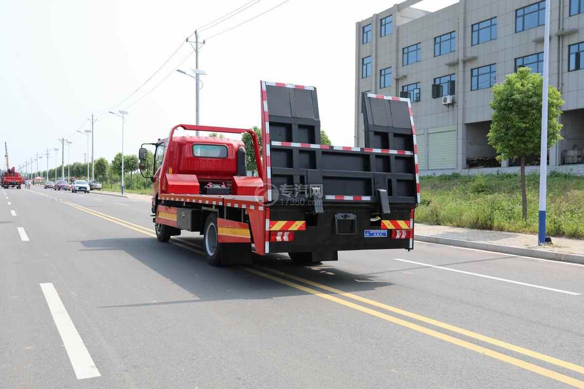 陜汽軒德X9平板清障車側后方圖