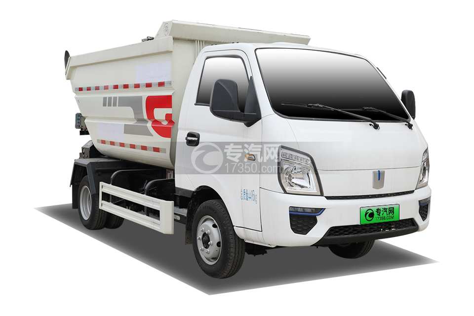 吉利V5E純電動自裝卸式垃圾車右前45度圖