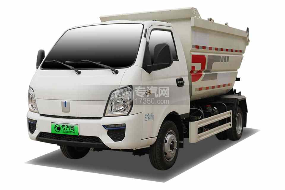吉利V5E純電動自裝卸式垃圾車左前45度圖