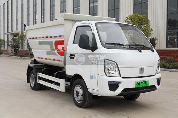 吉利V5E純電動自裝卸式垃圾車右前45度圖