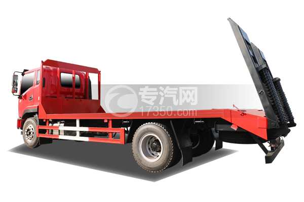 陜汽德龍G500平板運輸車側(cè)后方圖