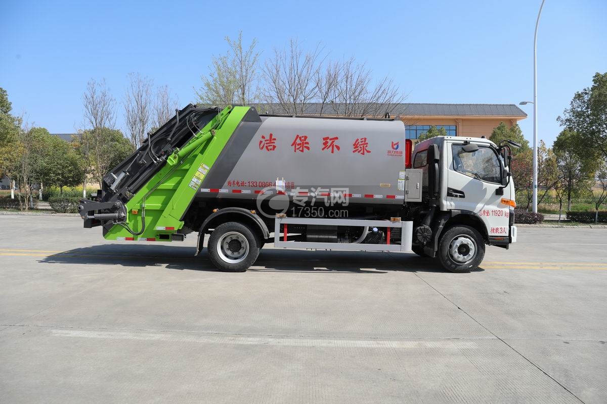 江淮駿鈴V7壓縮式垃圾車側面圖