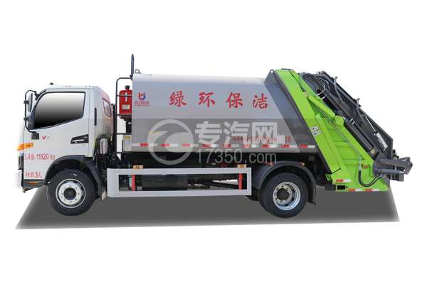 江淮駿鈴V7壓縮式垃圾車側面圖