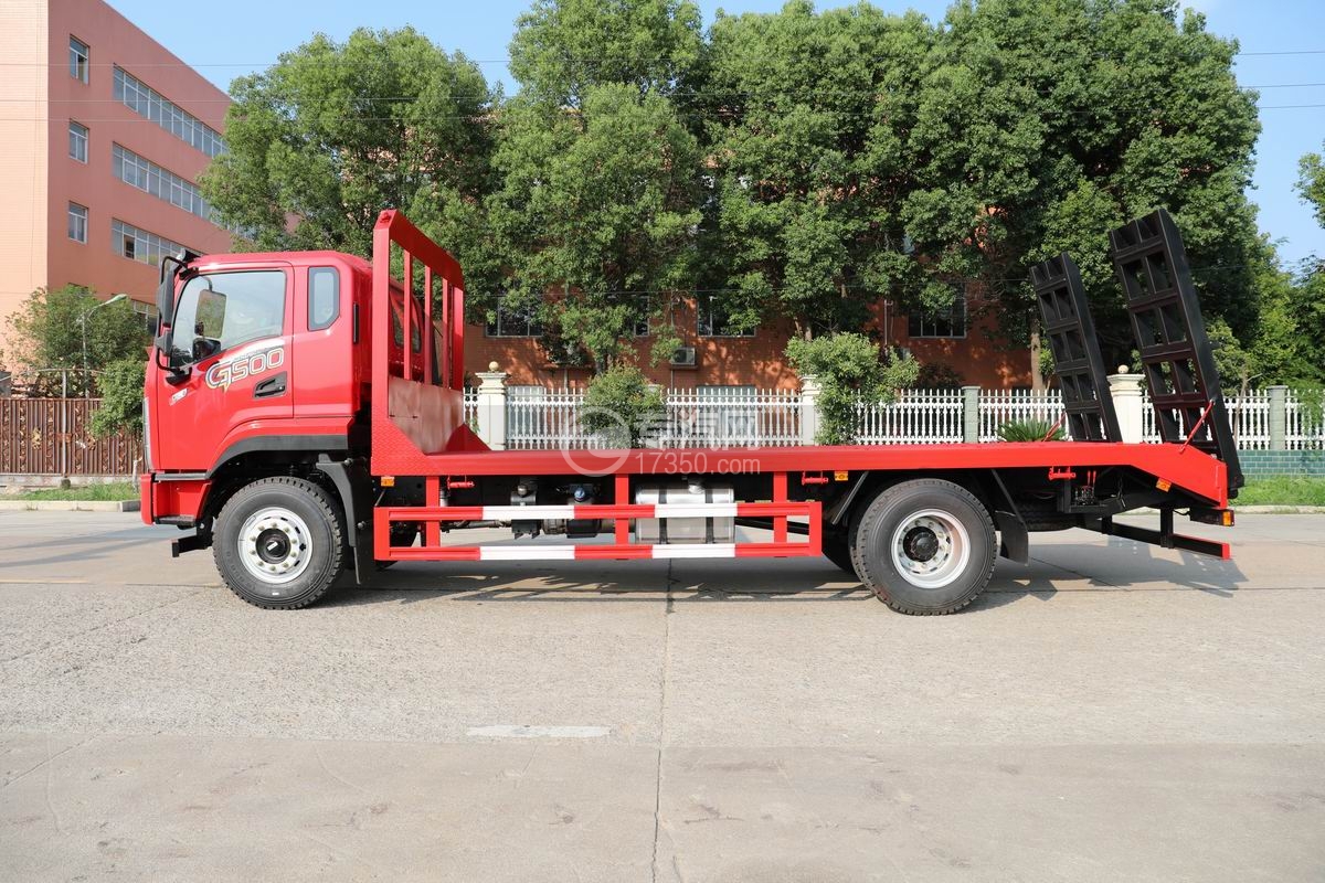 陜汽德龍G500平板運輸車側面圖