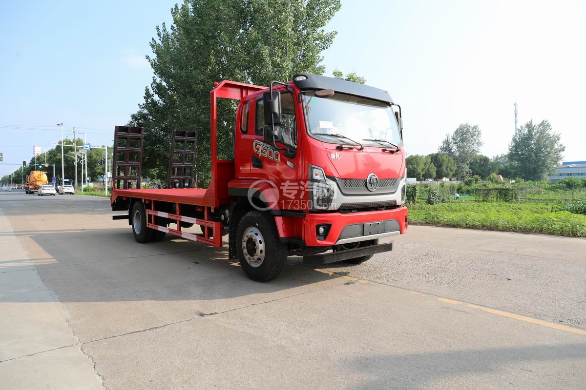 陜汽德龍G500平板運輸車右前45度圖