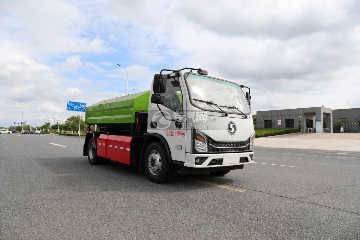 陜汽智云純電動勾臂垃圾車右前45度圖