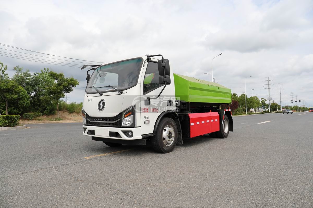 陜汽智云純電動勾臂垃圾車左前45度圖