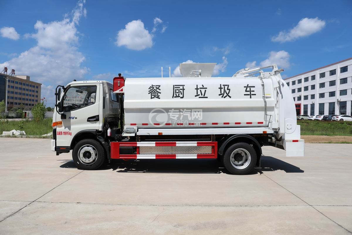 江淮駿鈴HV6插電式混動餐廚垃圾車側面圖