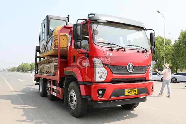 陜汽軒德X9提升橋平板車(25噸)右前45度圖