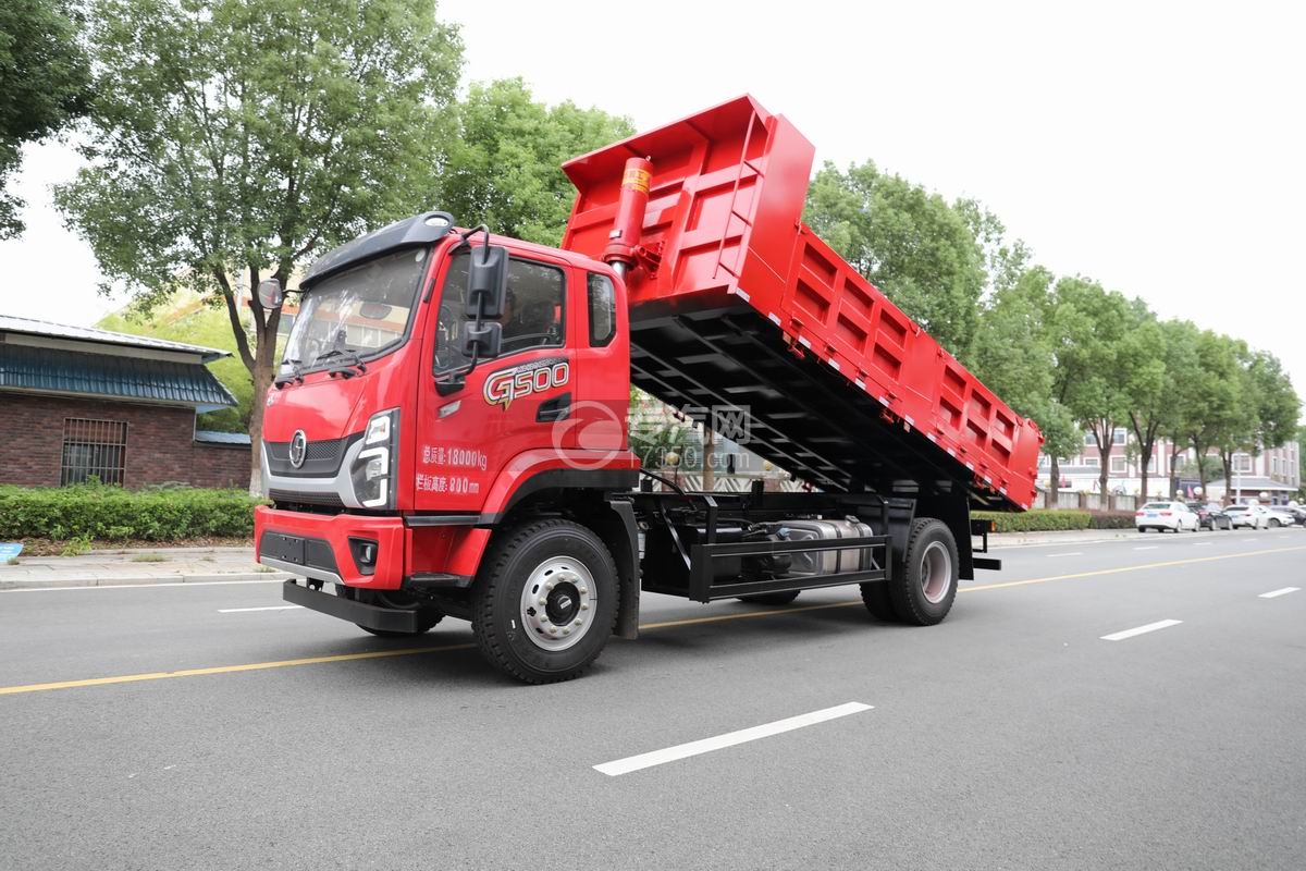 陜汽德龍G500自卸車舉升右前45度展示圖