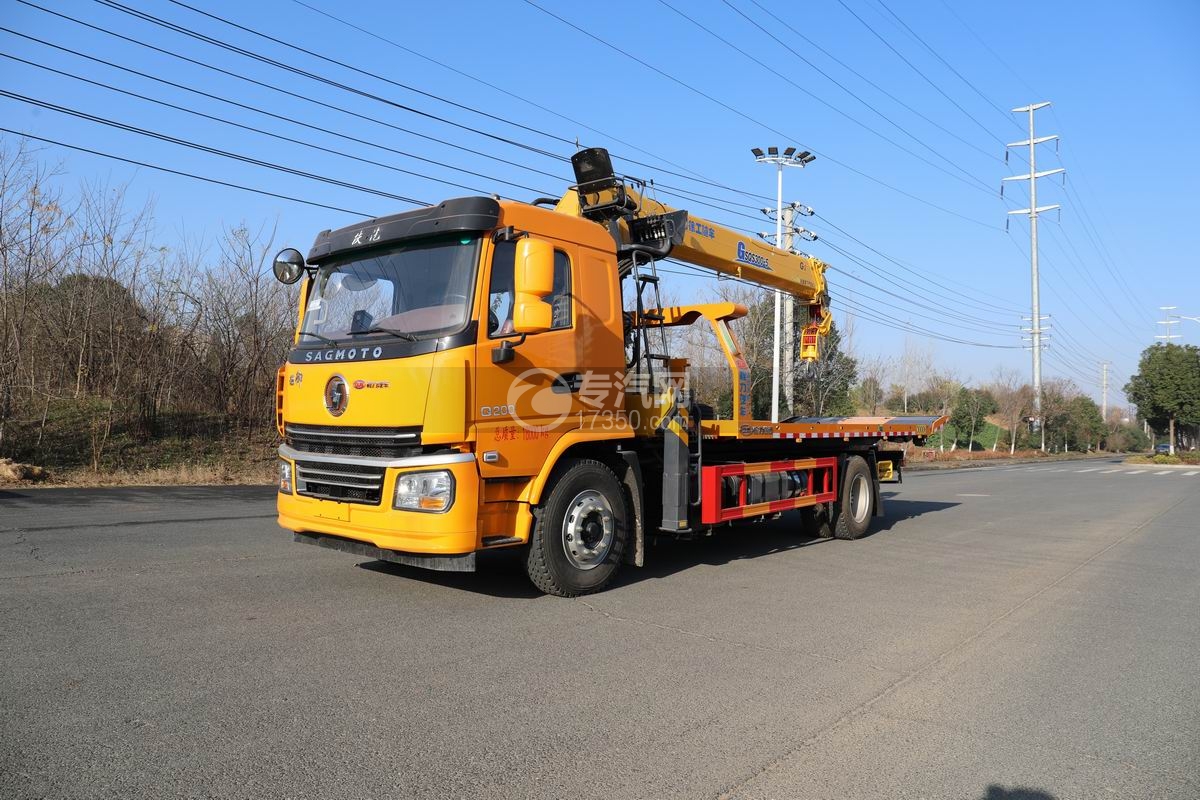 陜汽德御Q200帶吊平板清障車