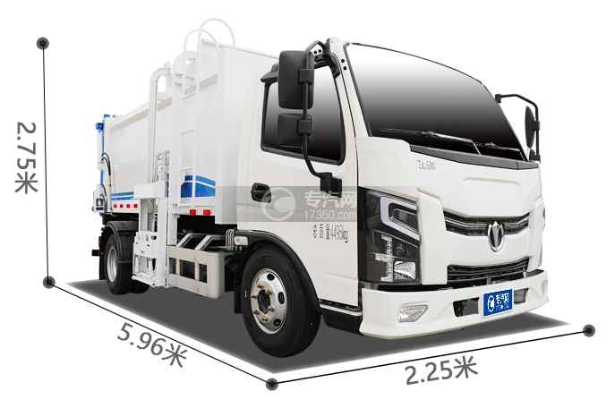 飞碟奥驰EV5纯电蓝牌7方餐厨垃圾车外形尺寸图