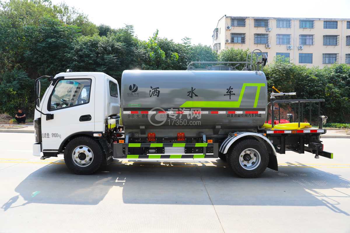 飞碟奥驰EV5纯电黄绿牌6方洒水车侧面图
