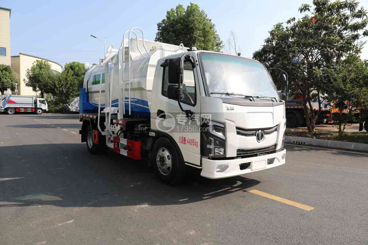 飞碟奥驰EV5纯电蓝牌餐厨垃圾车右前45度图